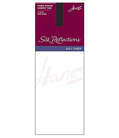 Hanes Silk Reflections Silky Sheer Knee Highs, Toe, 2-Pairs Barely There Womens Product Image