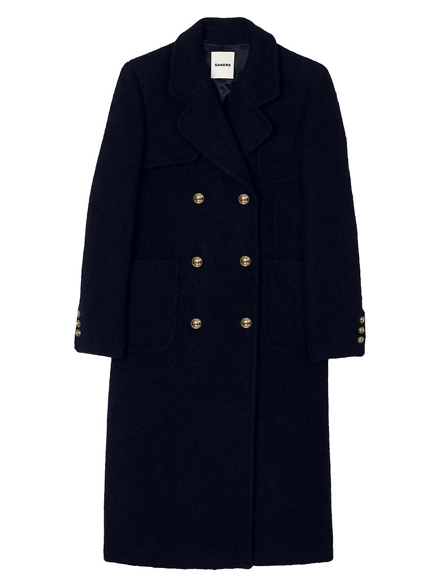 Womens Long Double-Breasted Coat Product Image