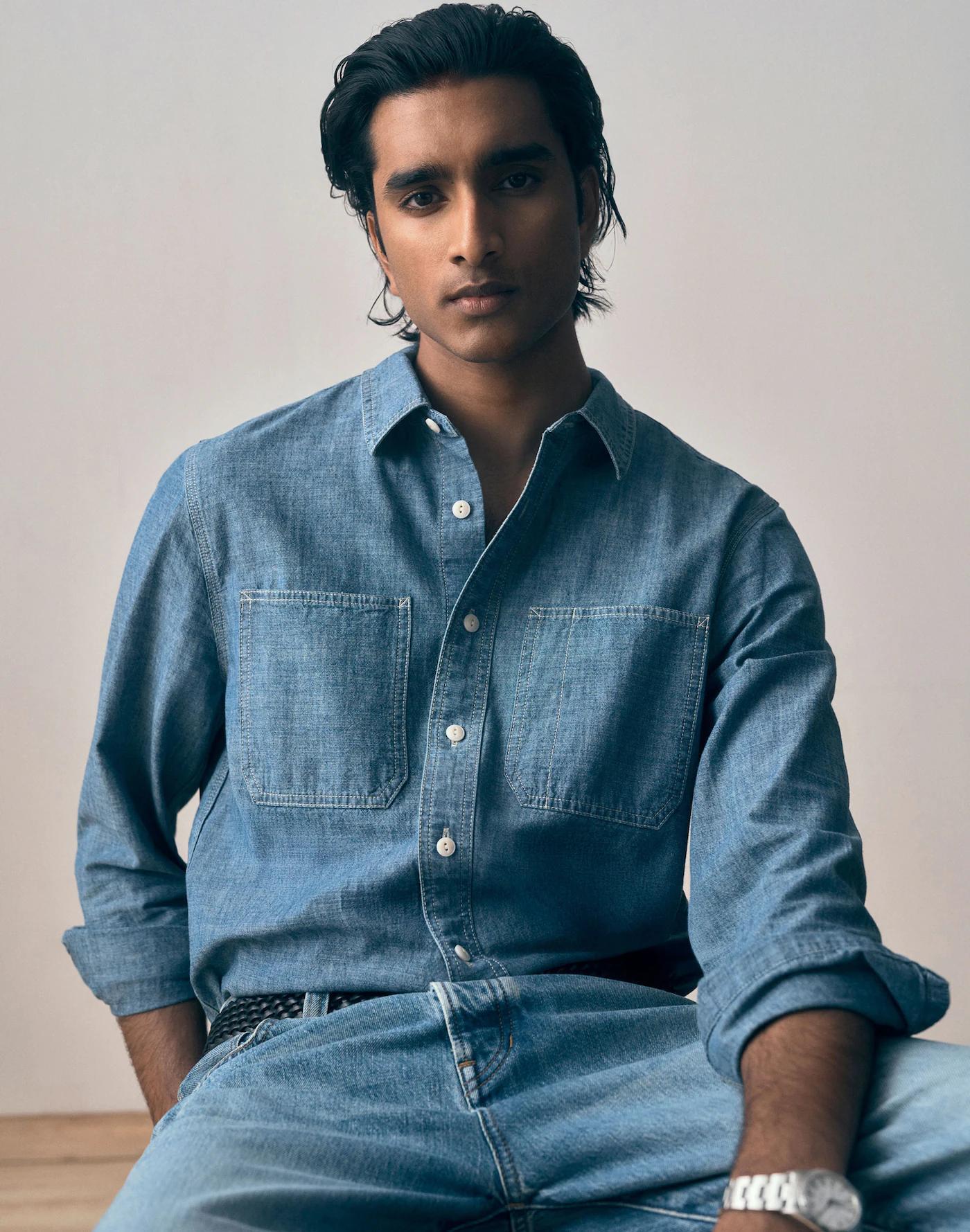 Button-Up Shirt in Japanese Chambray Product Image