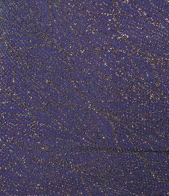 Honey and Rosie Glitter Knit Off-The-Shoulder Front Slit Gown Product Image