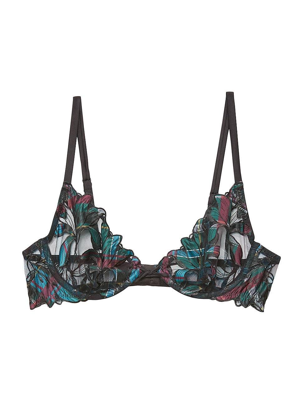 Fleur du Mal Lily Embroidered Plunge Demi Bra Product Image