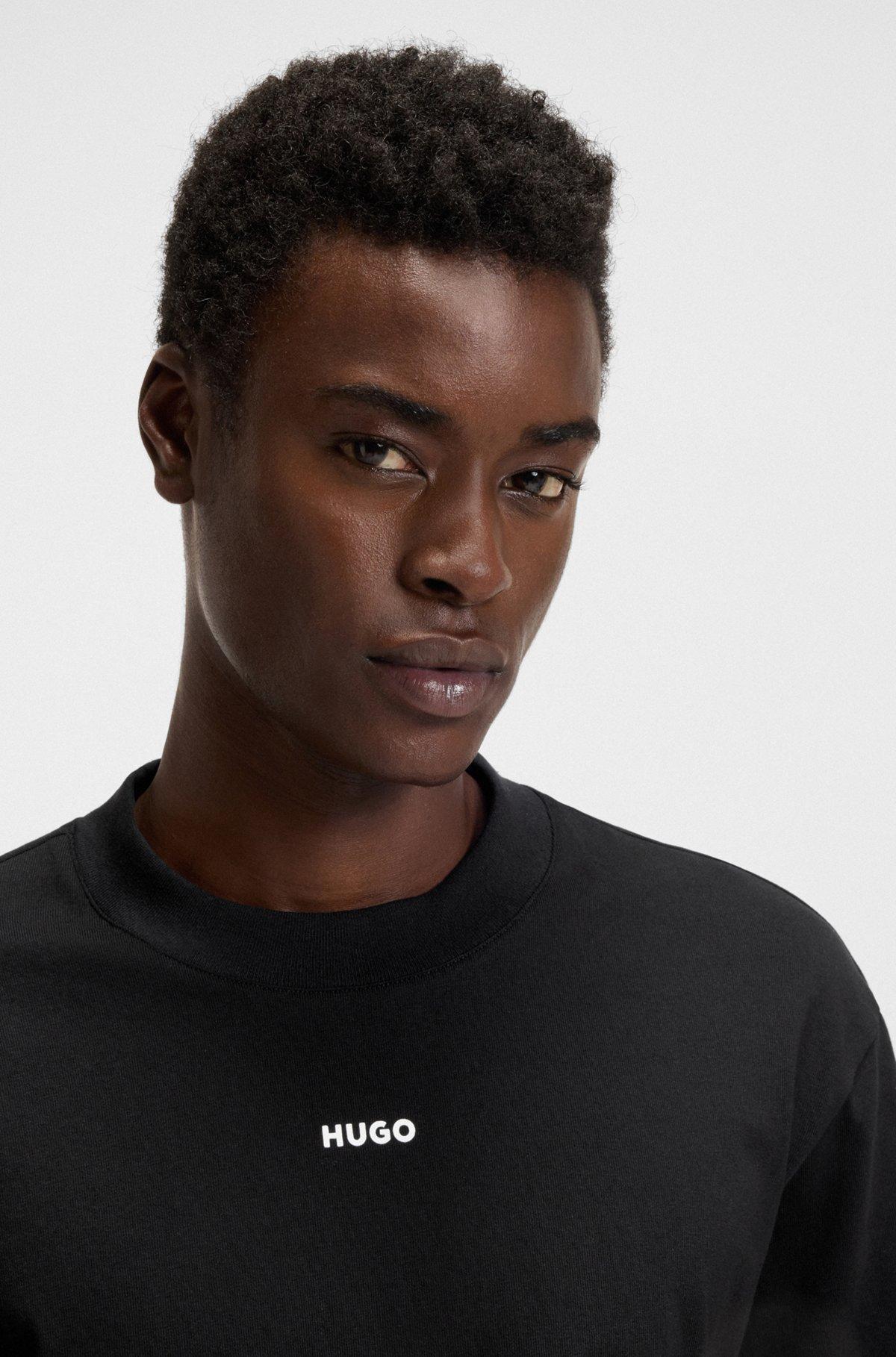 HUGO - Relaxed-fit T-shirt in cotton with logo print - Black Product Image
