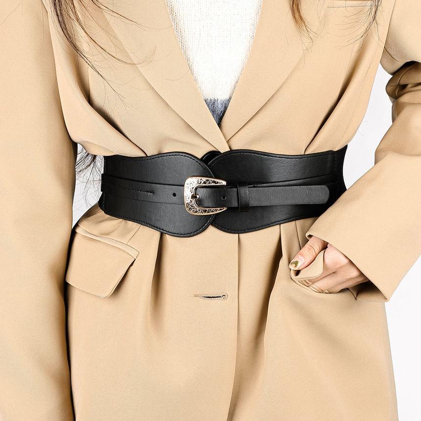 Faux Leather Elastic Cincher Belt Product Image