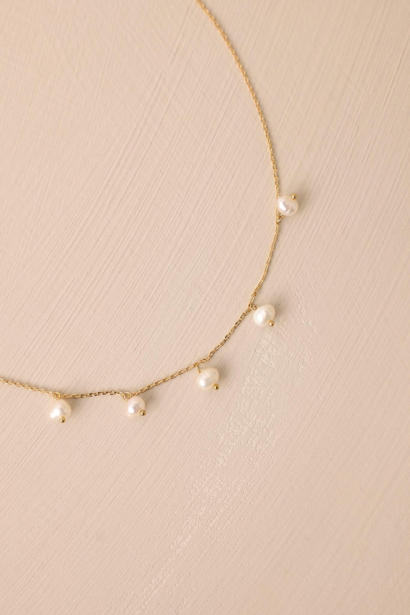 Astral Bloom Gold & Ivory Pearl Chain Necklace Product Image