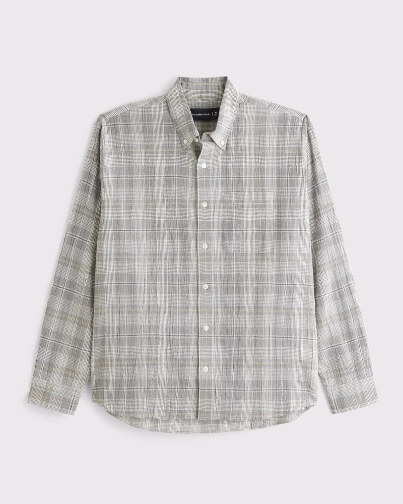 Long-Sleeve Plaid Button-Up Shirt Product Image