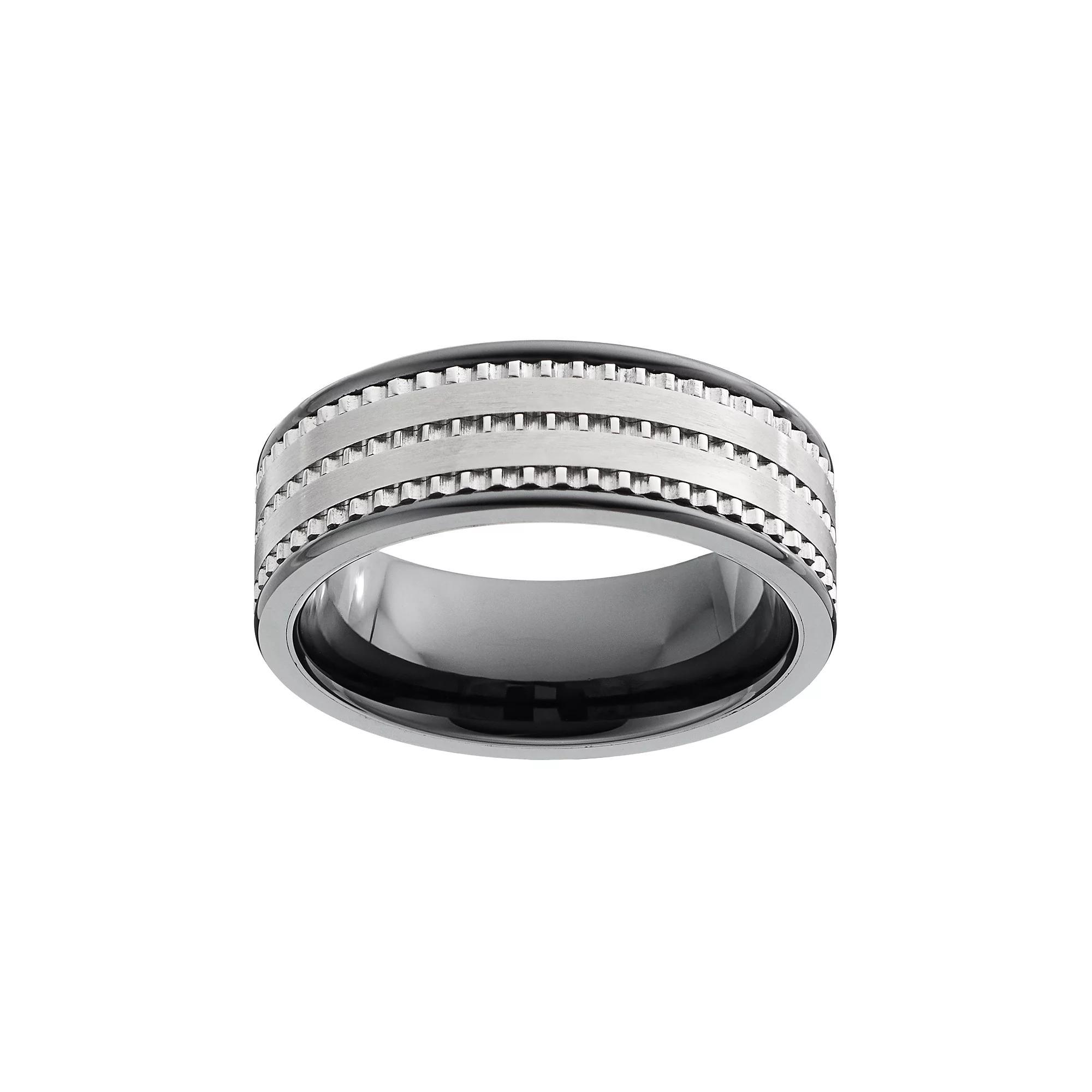 Men's Textured Black Ceramic Ring, Size: 10 Product Image