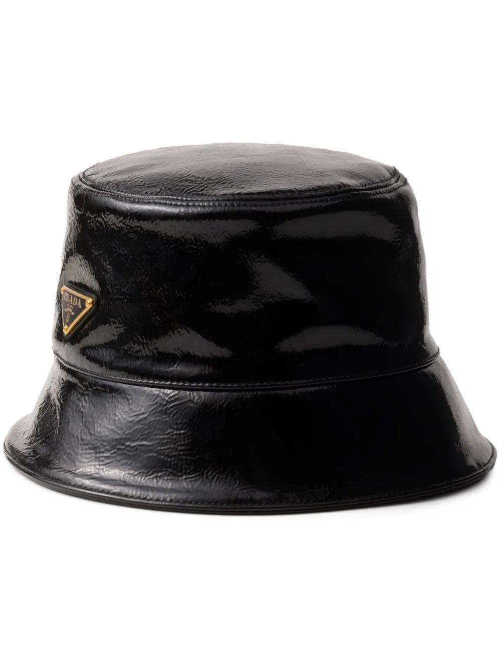 PRADA Triangle-logo Bucket Hat In Black Product Image