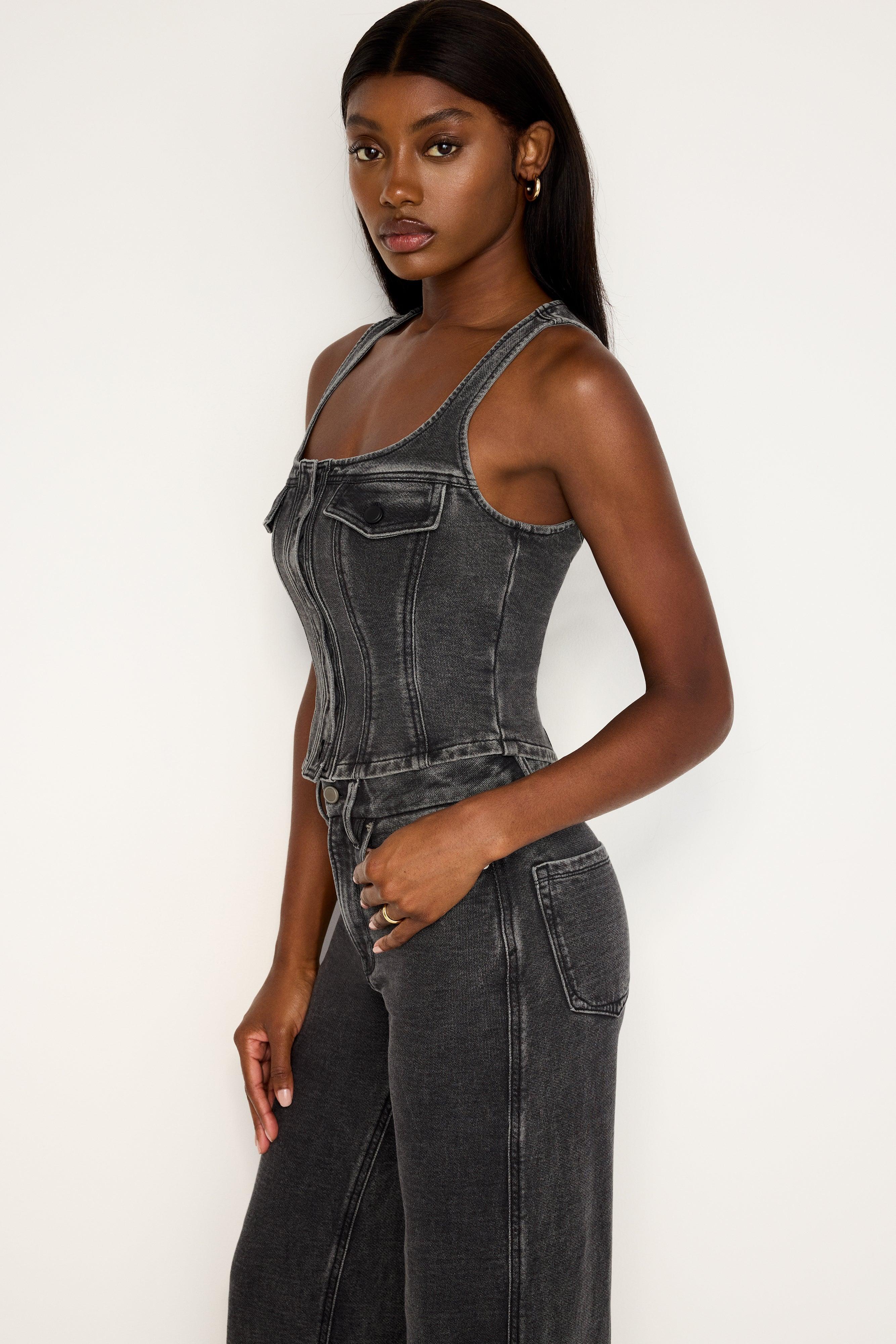 JEANIUS BUSTIER VEST | BLACK322 Product Image