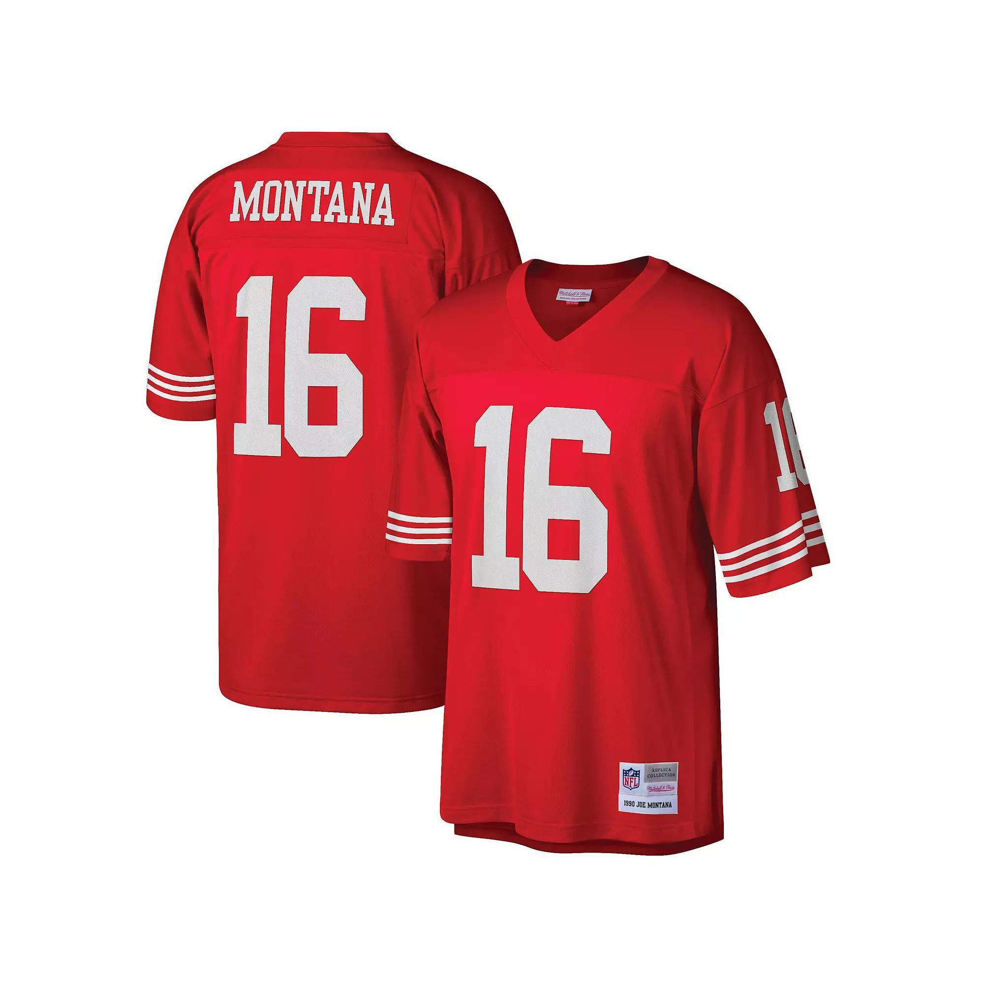 Men's Mitchell & Ness Joe Montana Scarlet San Francisco 49ers Big & Tall 1990 Retired Player Replica Jersey,  Product Image