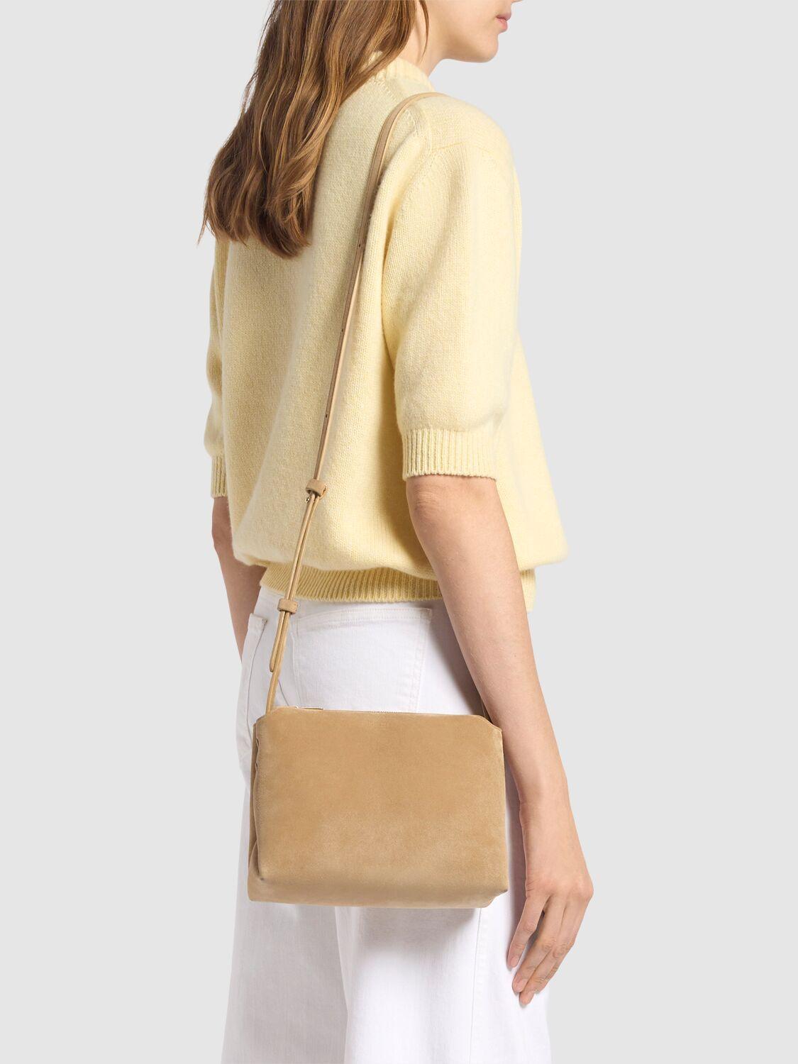 KHAITE Medium Lina Crossbody Suede Bag In Wheat Product Image