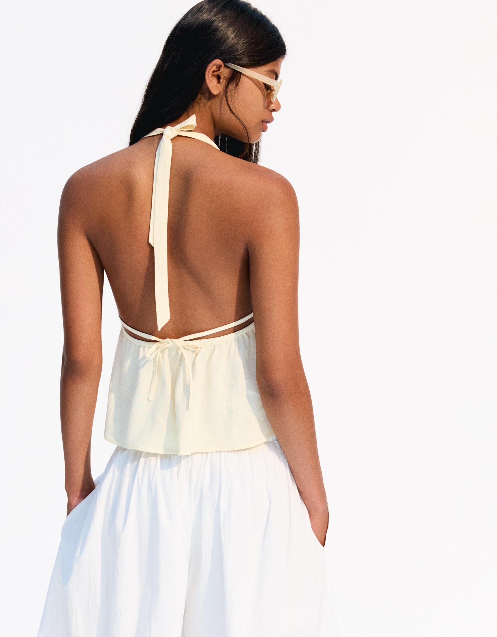 Linen blend halter top Product Image