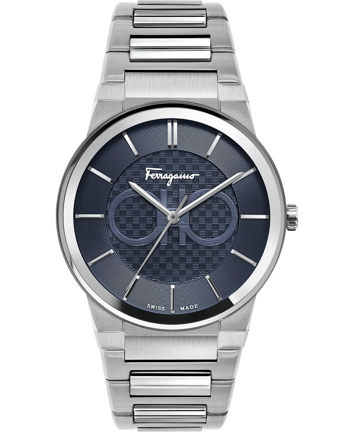 Mens Ferragamo Sapphire Stainless Steel Bracelet Watch Product Image