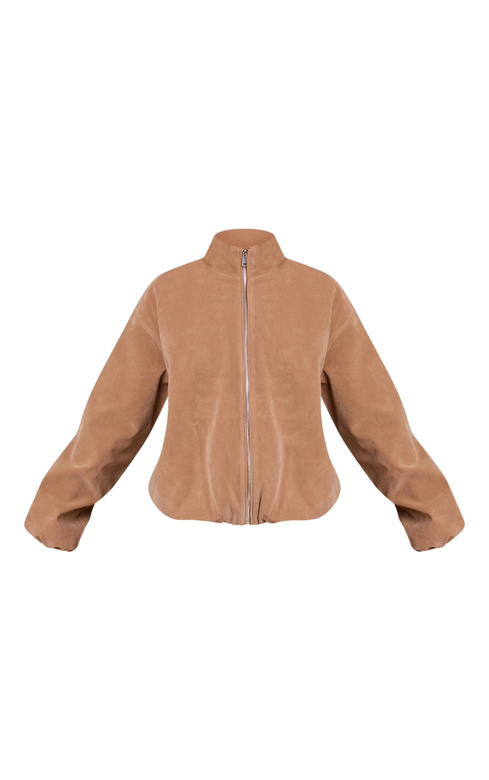  Espresso High Neck Cropped Puffer Jacket Product Image