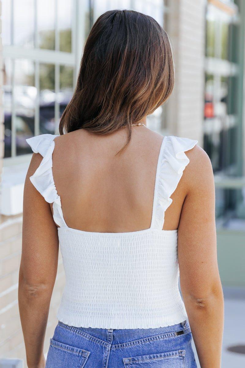 White Ruffled Sleeve Tank Top - FINAL SALE Product Image