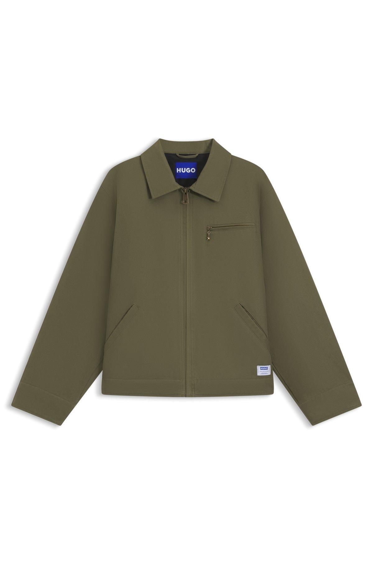 HUGO - Regular-fit jacket in lightly padded cotton canvas - Light Green Product Image