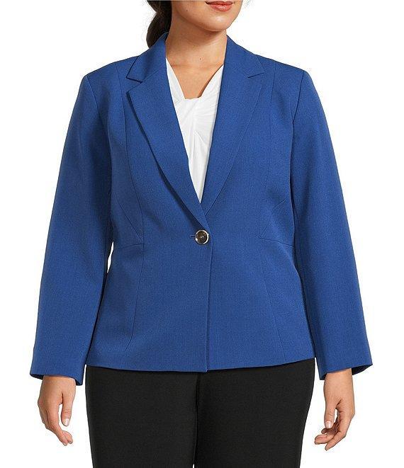 Kasper Plus Size Stretch Crepe Princess Seams One Button Jacket Product Image