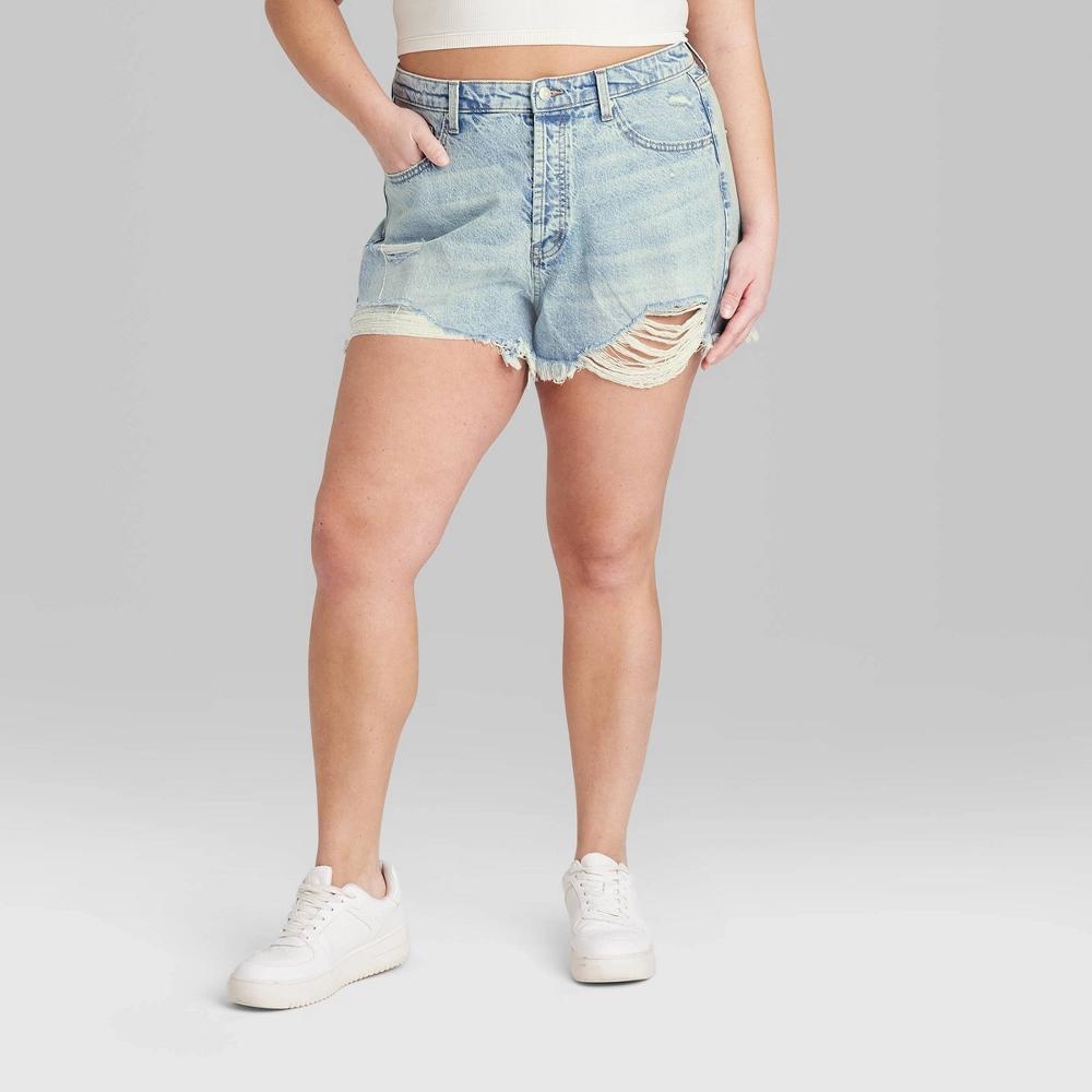 Women's High-Rise EasyRigid Cutoff Jean Shorts - Wild Fable™ Light Wash 30 Product Image