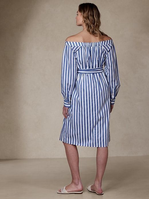 Off-Shoulder Midi Shirtdress Product Image