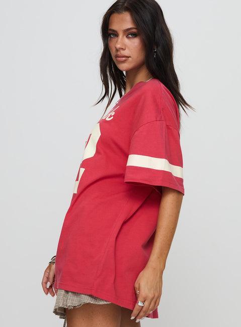 New York 95 Oversized Tee Red Product Image