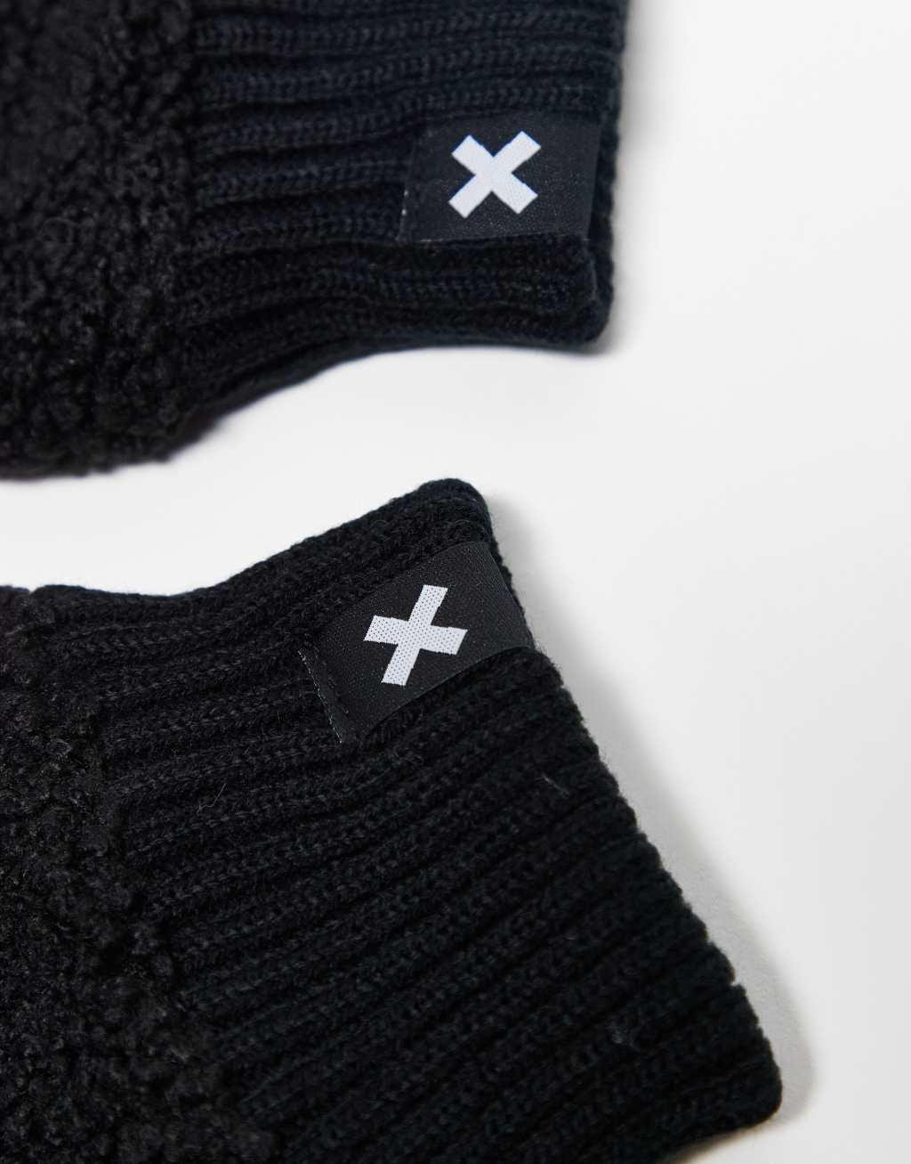 COLLUSION shearling mittens in black Product Image