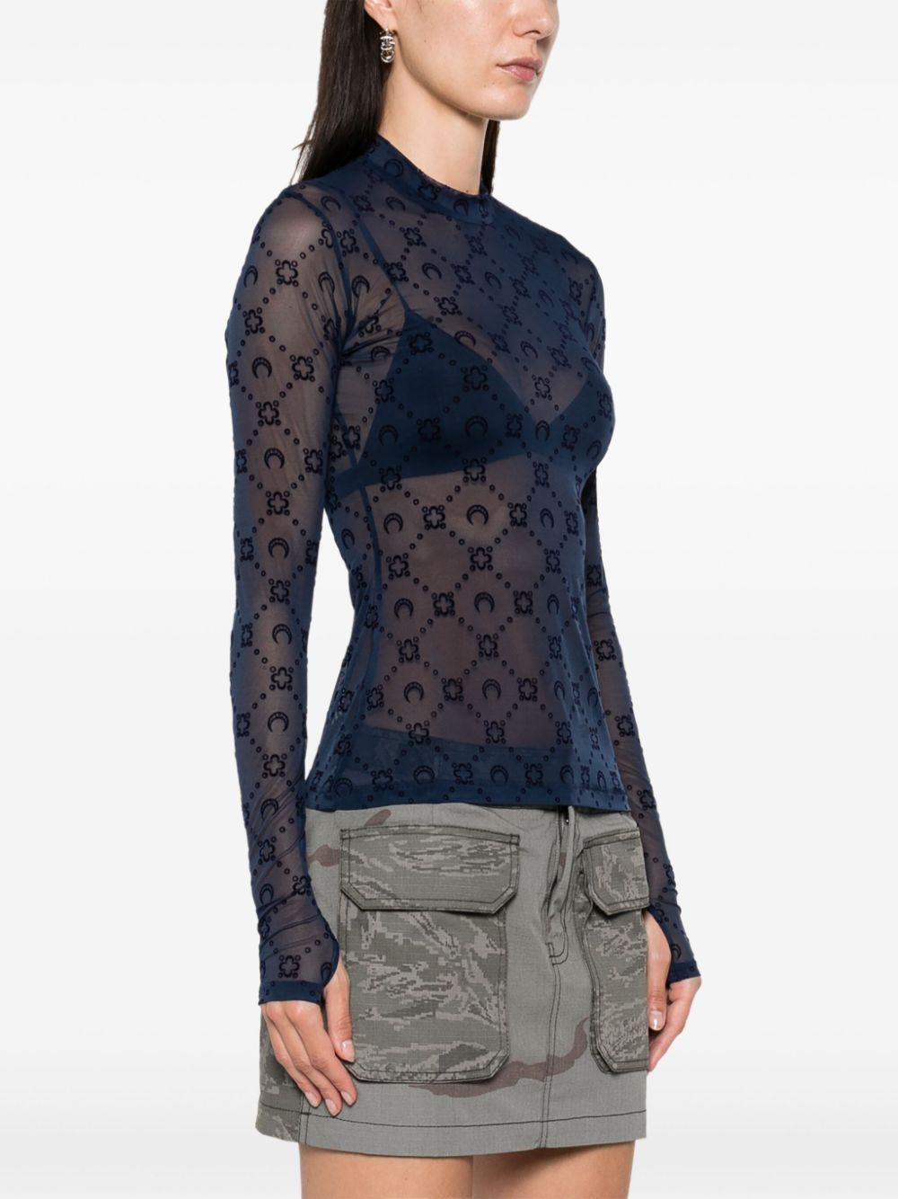 Moonogram mesh longsleeved top Product Image