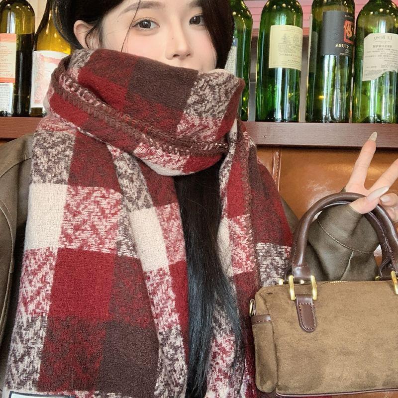 Plaid Fringed Scarf Product Image