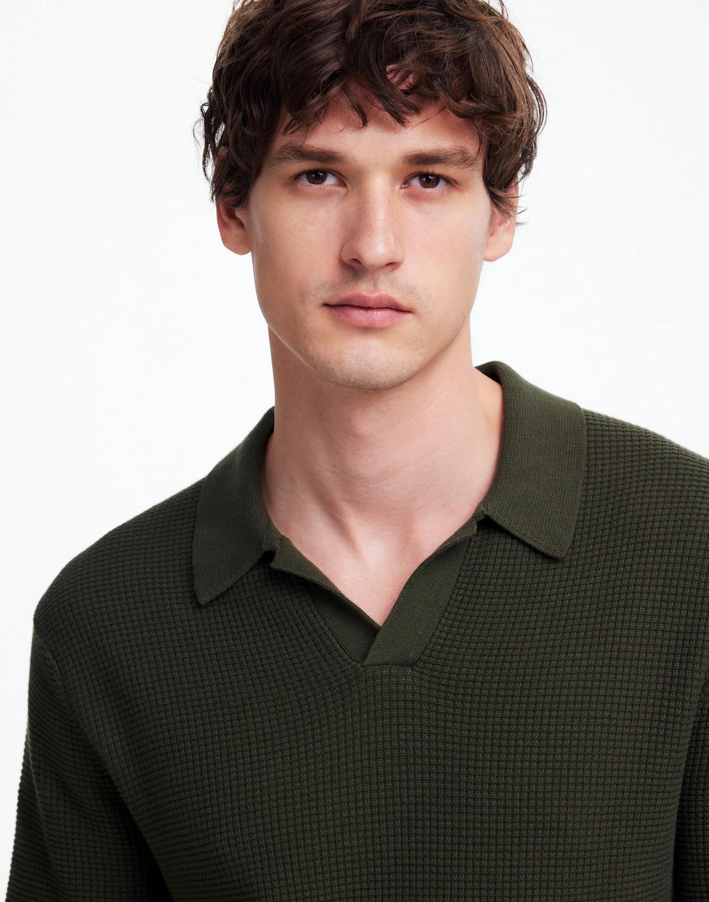 Johnny-Collar Short-Sleeve Sweater Polo Product Image