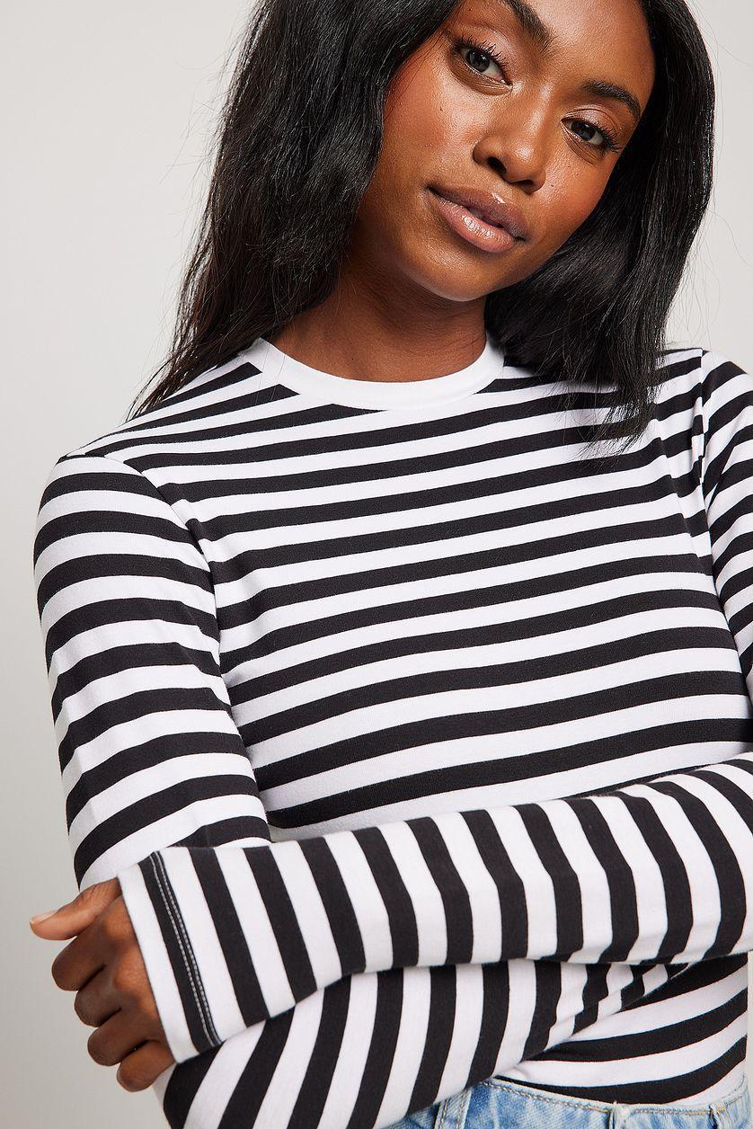 Long Sleeve Striped Fitted Top Product Image