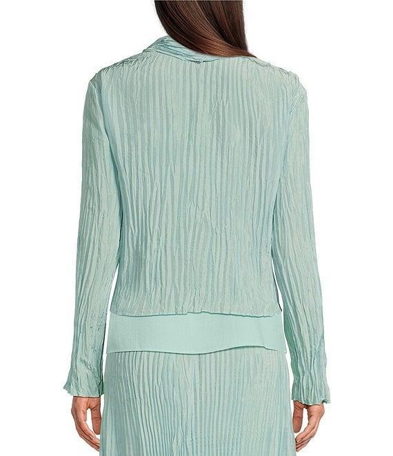 Eileen Fisher Crushed Silk Stand Collar Long Sleeve Open-Front Jacket Product Image