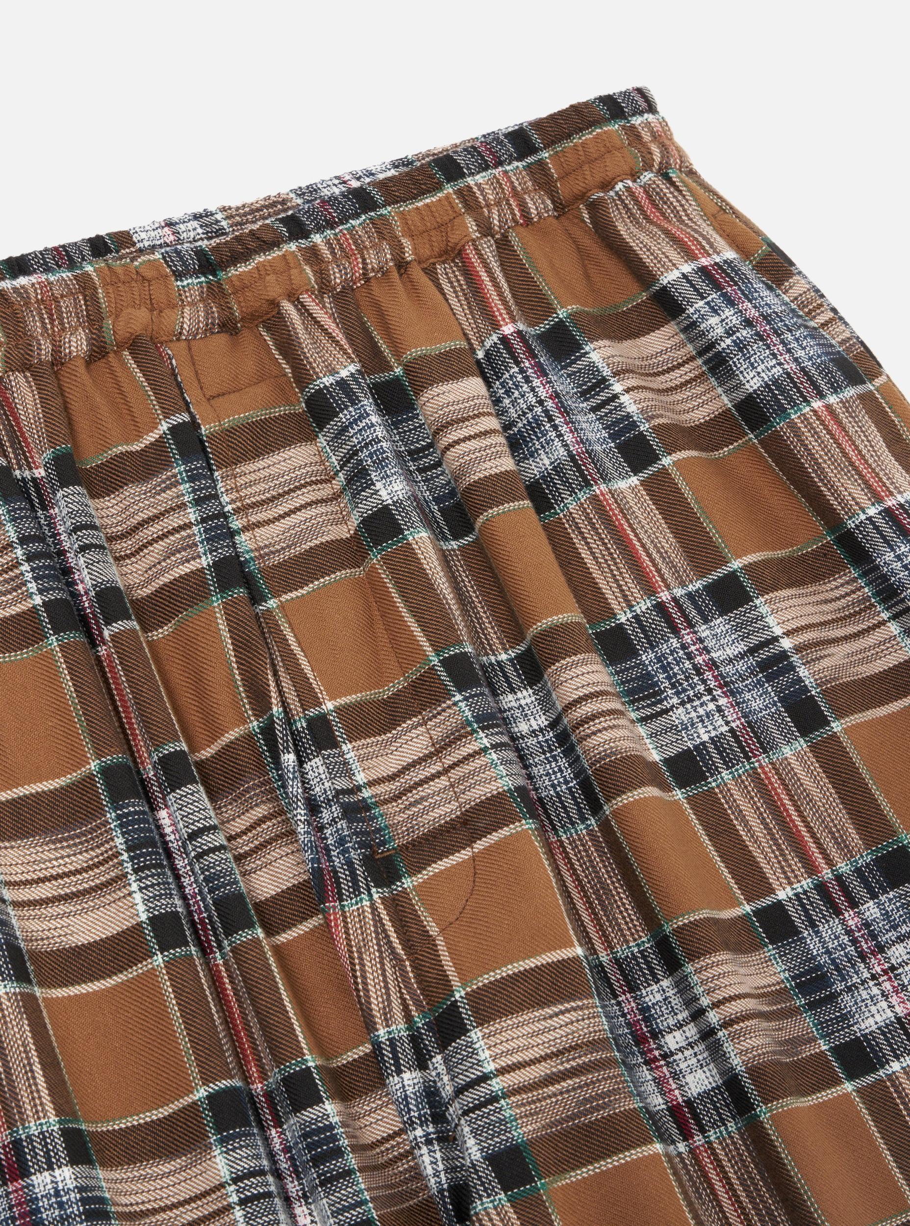 Universal Works Long Pyjama Set in Brown Ikat Twill Check Product Image