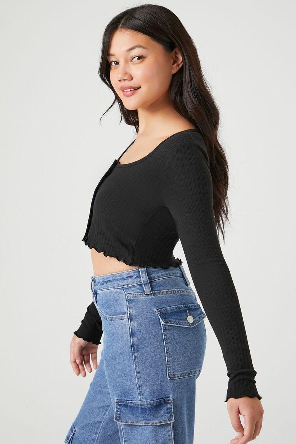 Pointelle Lettuce-Edge Crop Top | Forever 21 Product Image