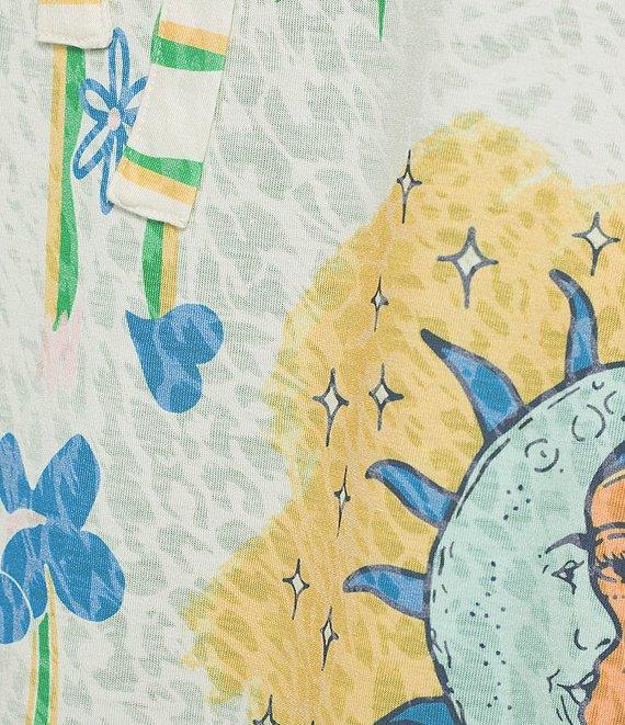 Tru Luxe Jeans Novelty Burnout Jersey Tie Neck Flutter Sleeve Tunic Product Image