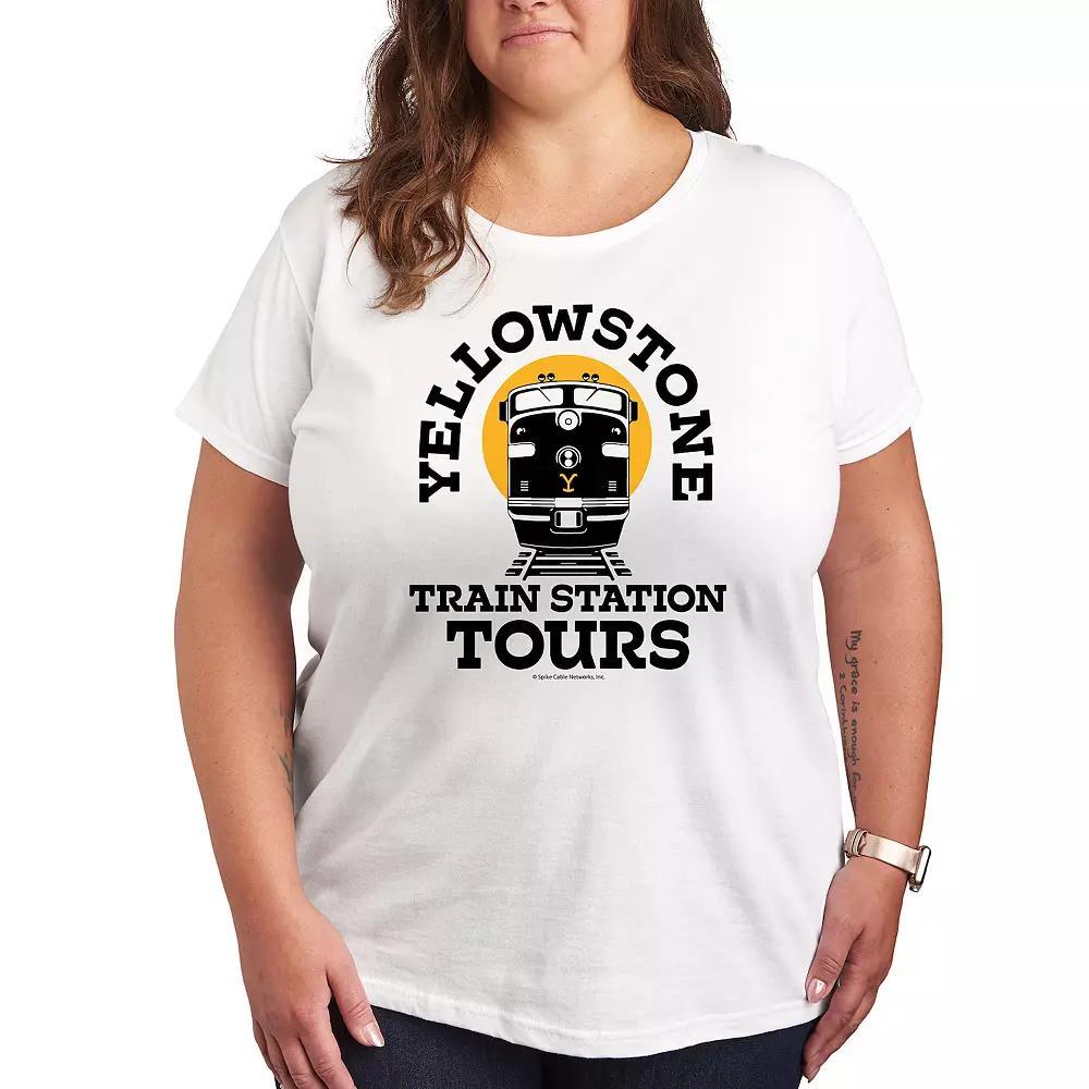 Plus Yellowstone Train Station Tours Graphic Tee, Women's, Size: 1XL, White Product Image