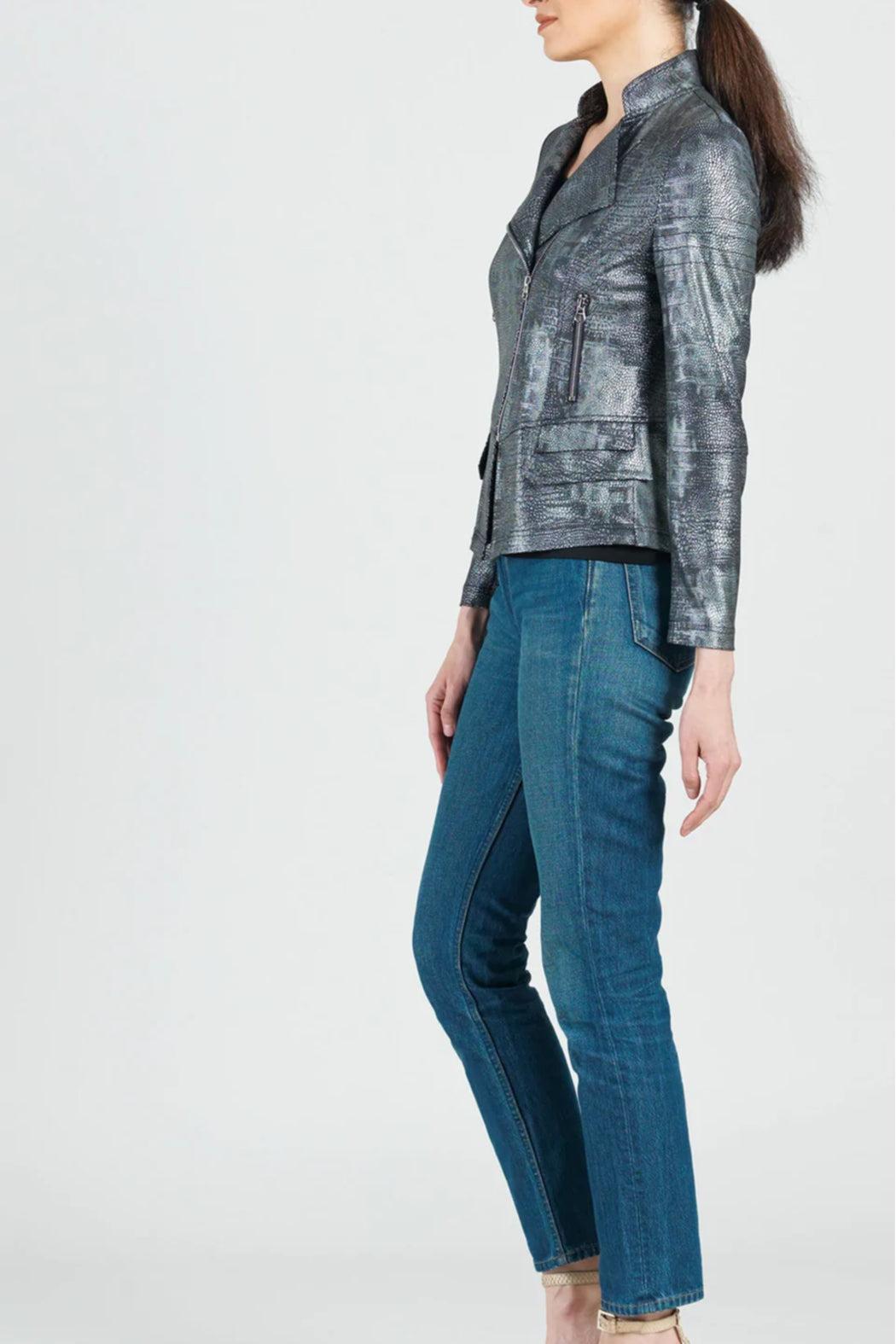 Gunmetal Shimmer Biker Jacket Product Image