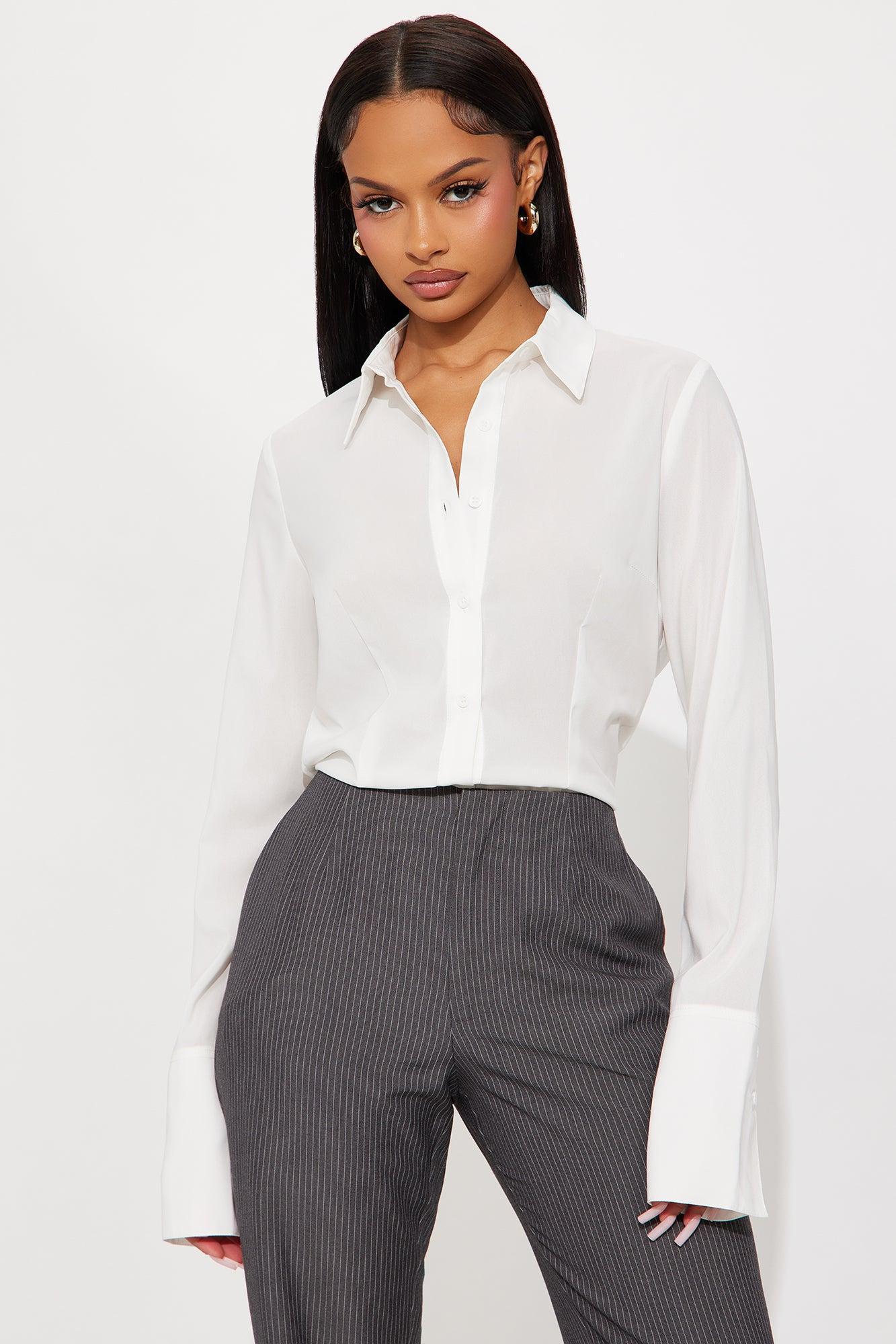 Out And About Chiffon Shirt - White Female Product Image
