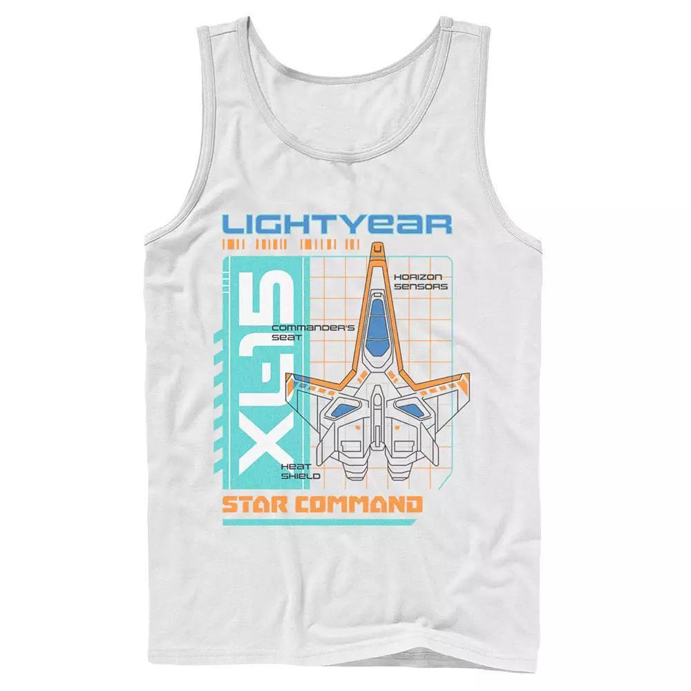 Men's Disney / Pixar Lightyear Star Command Spaceship XL-15 Tank Top, Size: Large, White Product Image
