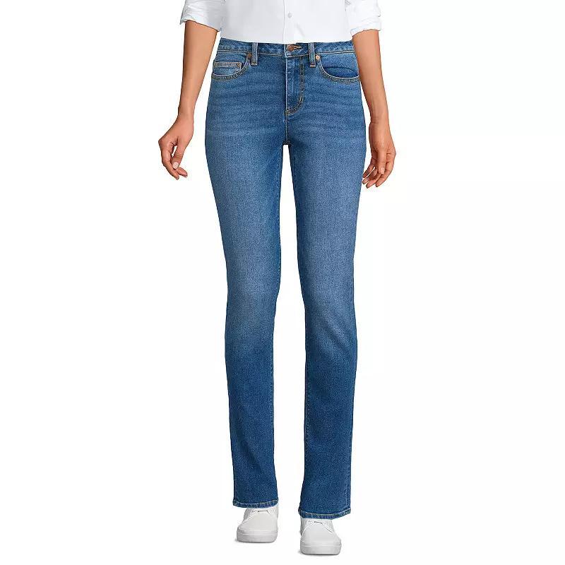 Women's Lands' End Mid-Rise Straight Leg Jeans, Size: 18X32, Mellow Blue Product Image