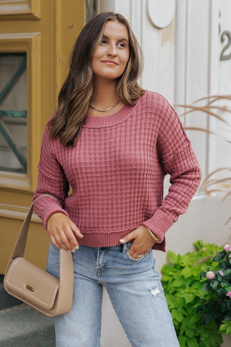 Ruby Crew Neck Waffle Knit Sweater Product Image