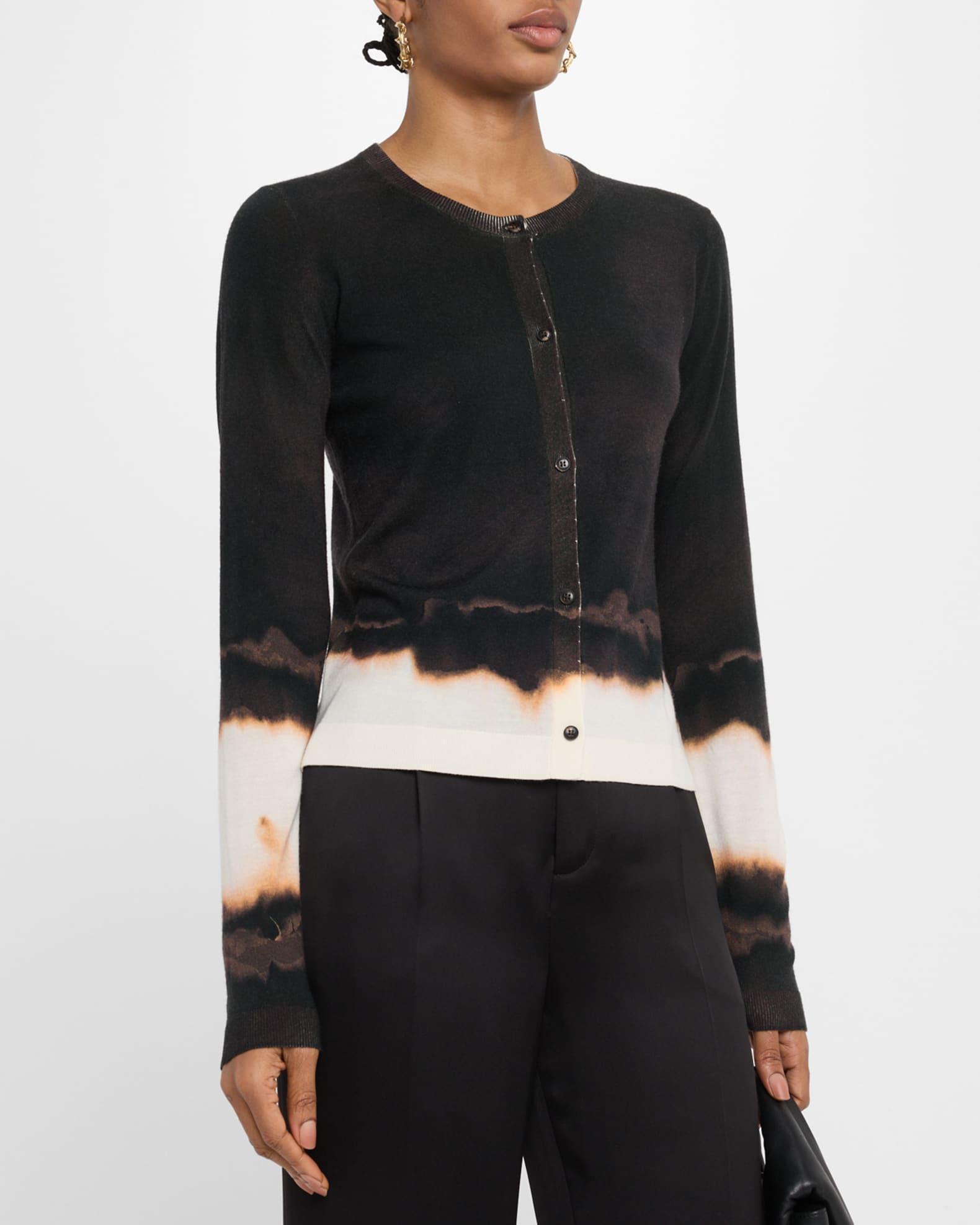 Burned Stripe Wool Crewneck Cardigan Product Image