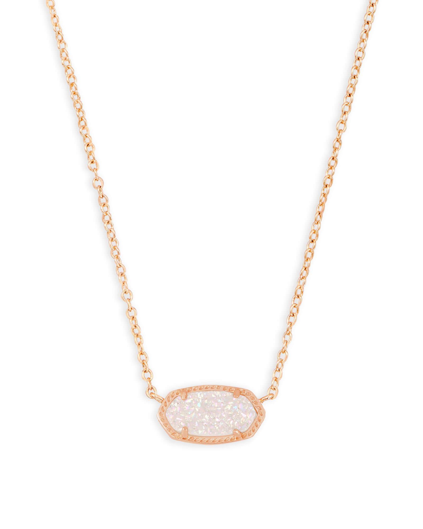 Kendra Scott Elisa Rose Gold Pendant Necklace in Iridescent | Drusy Product Image