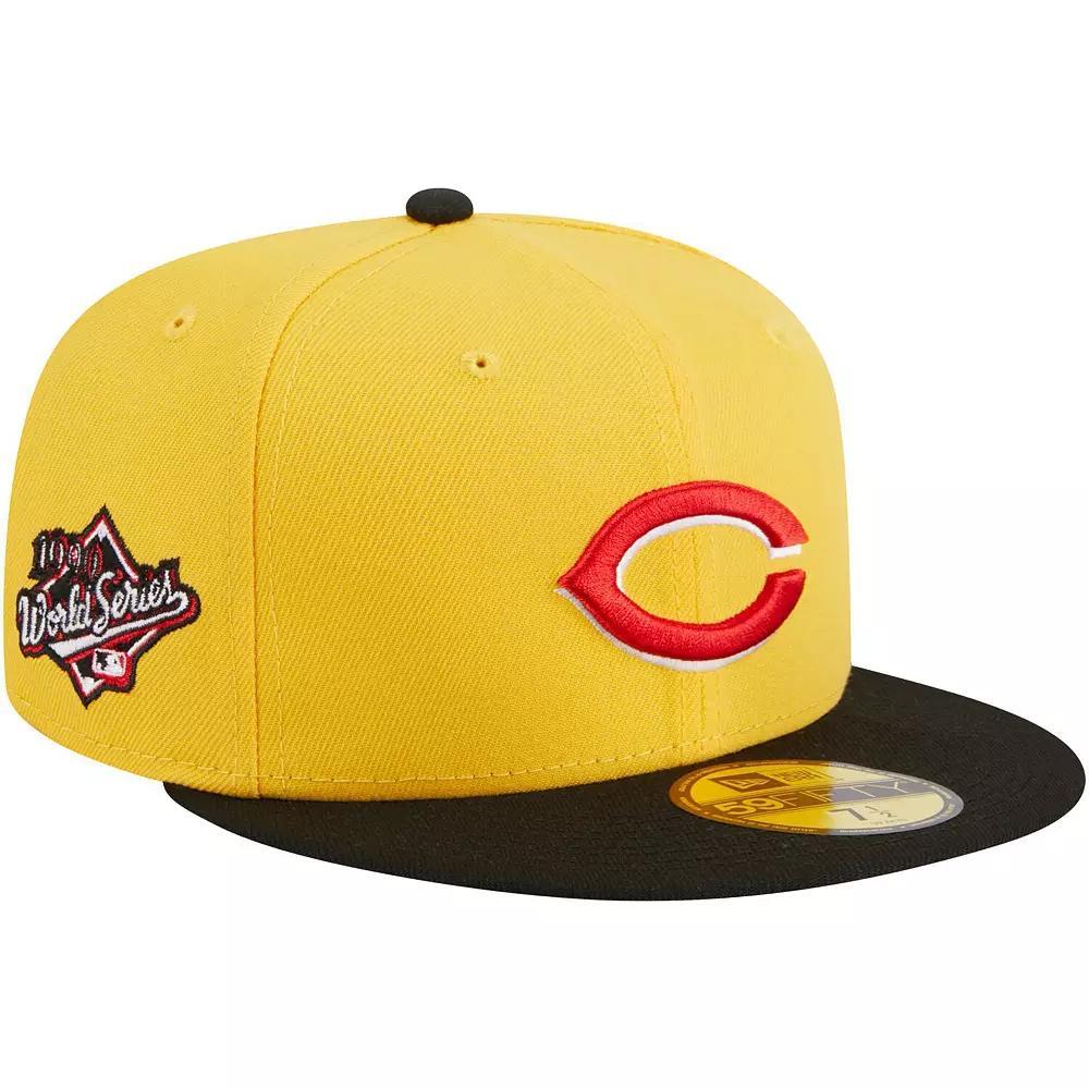 Men's New Era Yellow/Black Cincinnati Reds Grilled 59FIFTY Fitted Hat,  Product Image