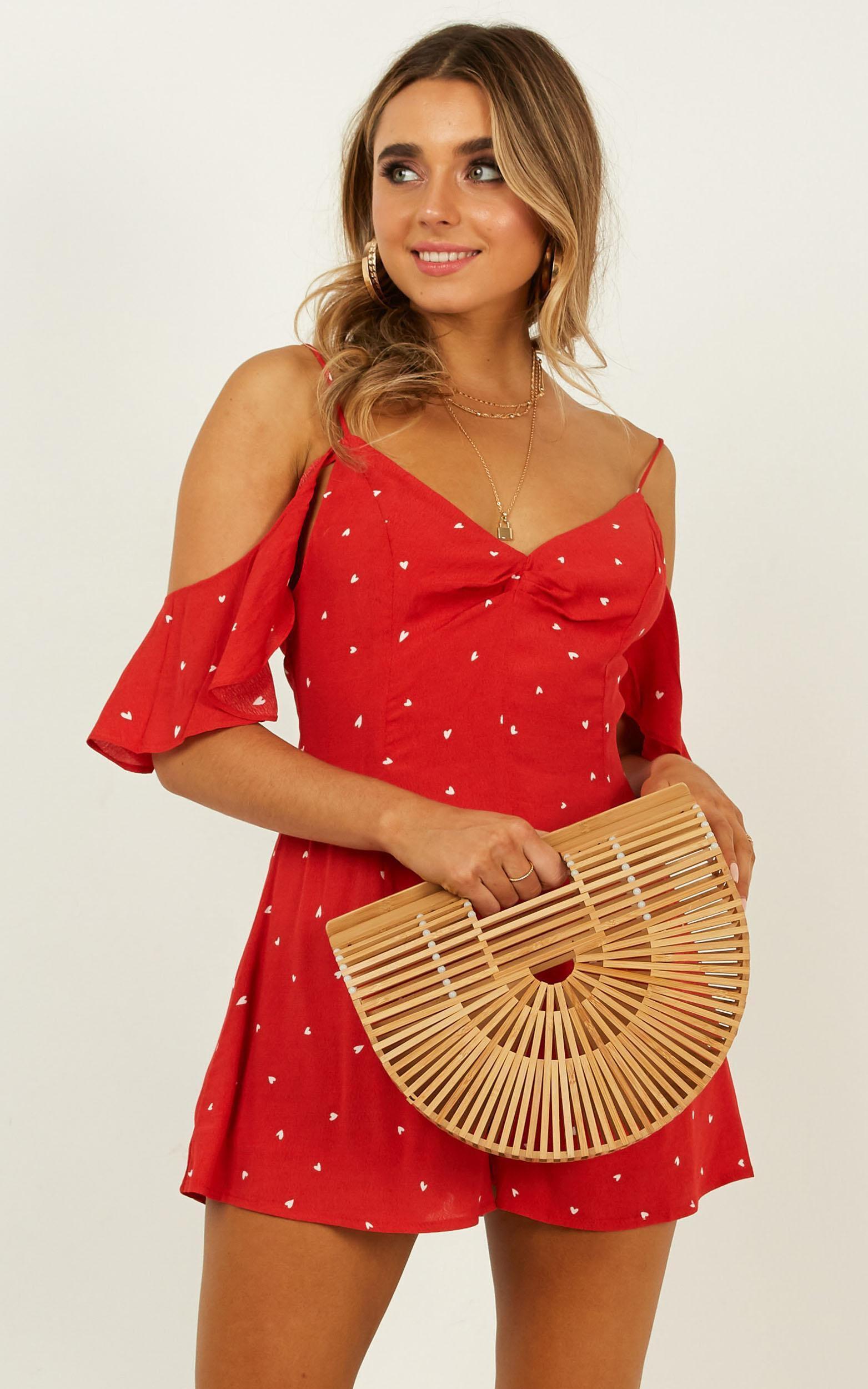 Whos To Know Playsuit In Red Print Product Image