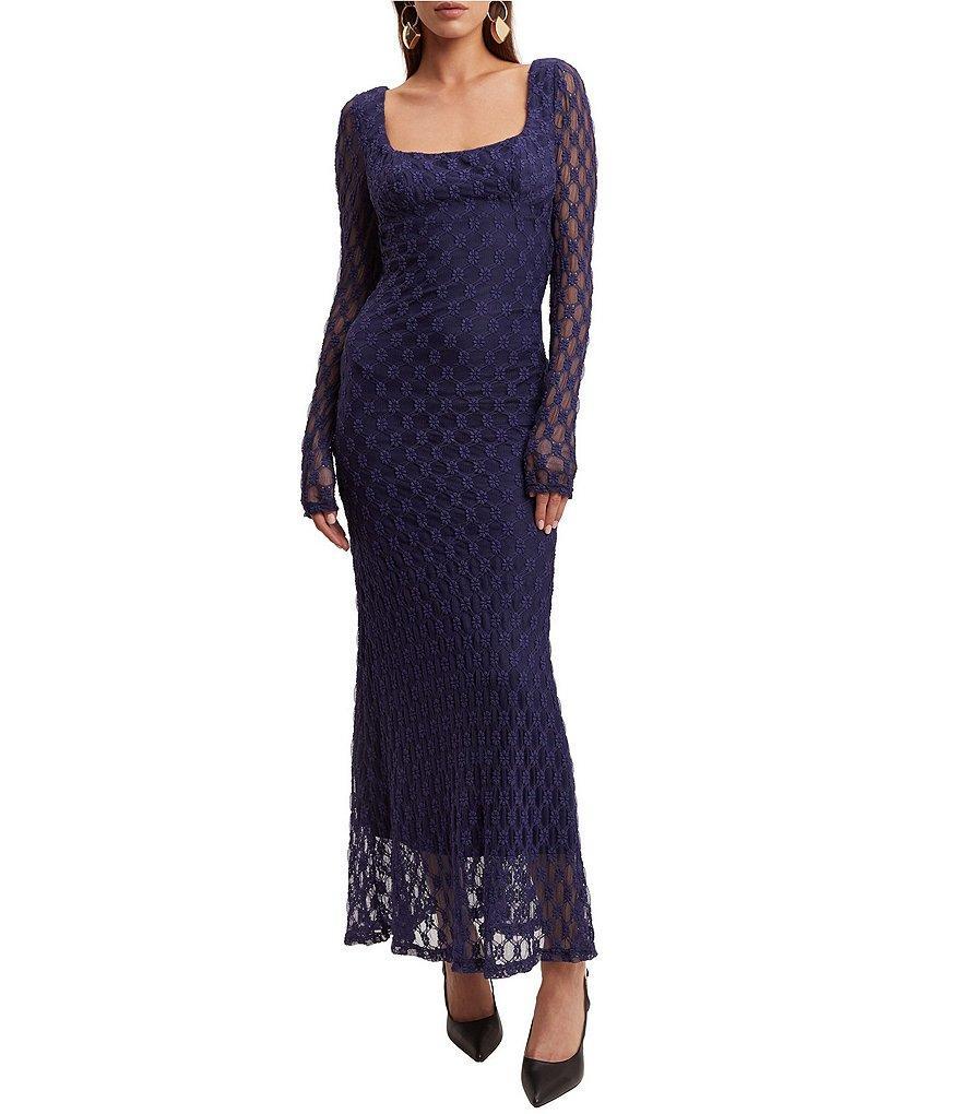 Bardot Adoni Lace Square Neckline Long Sleeve Midi Dress Product Image