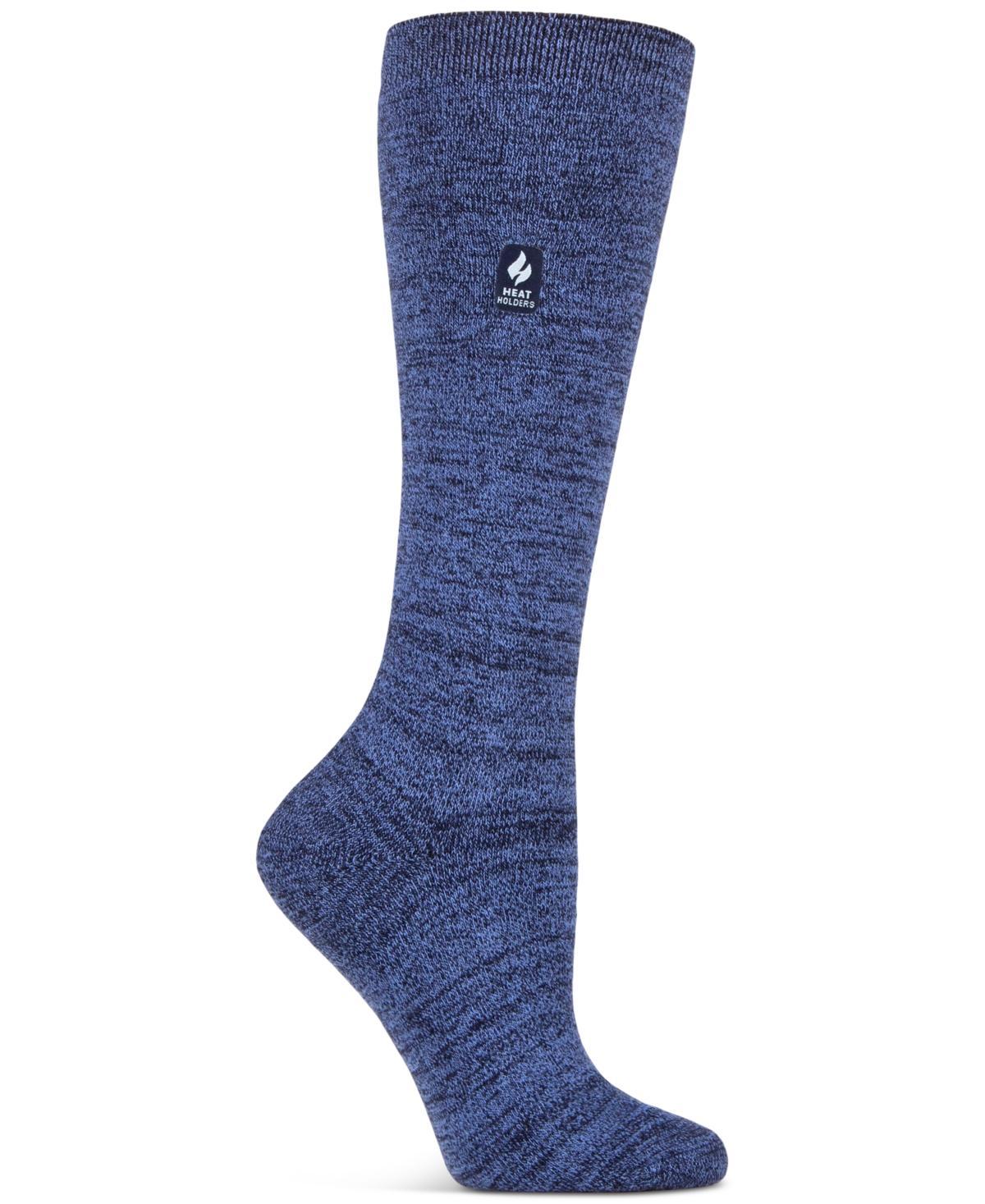 Womens Heat Holders Ultra Lite 3x Warmer Long Twist Crew Socks Blue Product Image