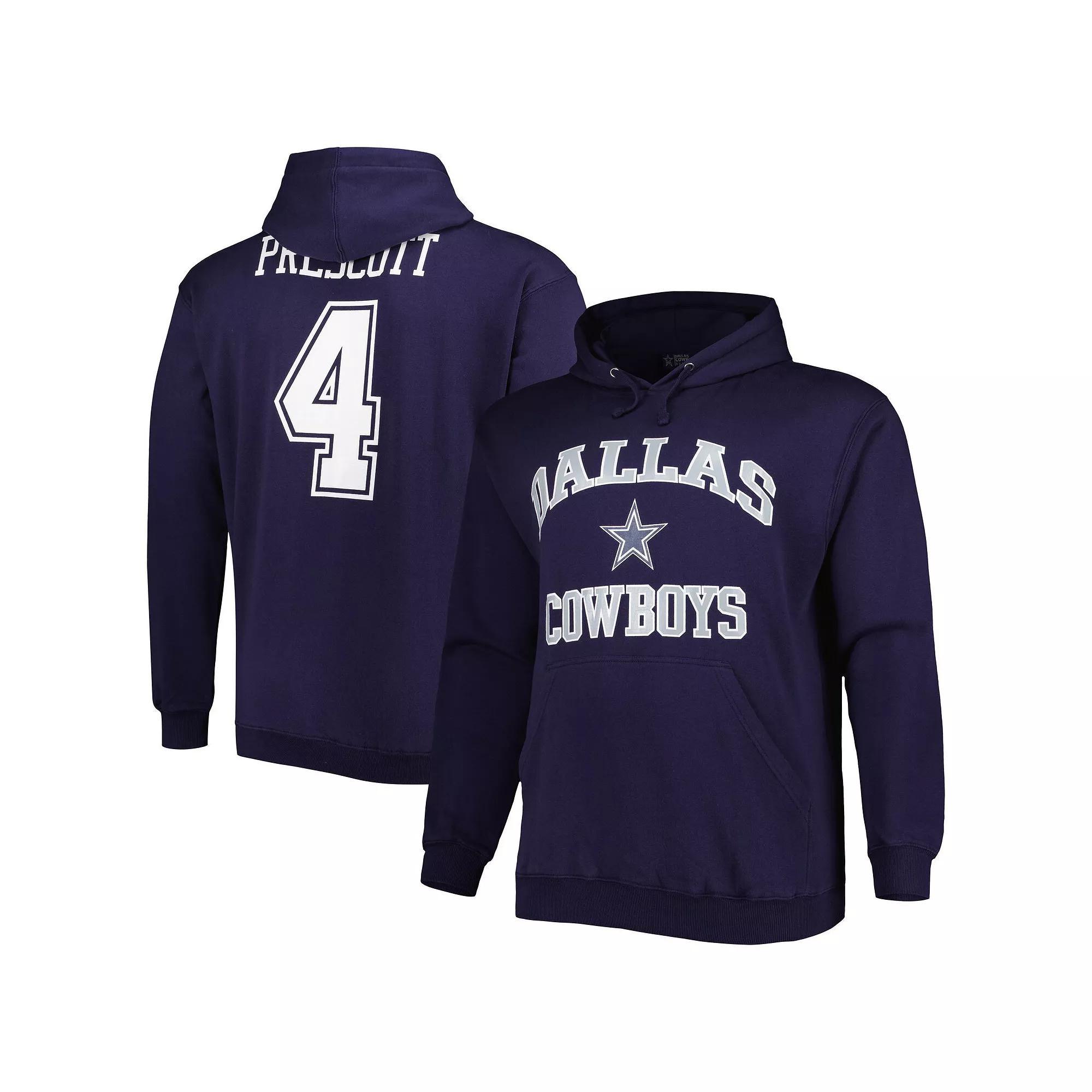 Men's Fanatics Branded Dak Prescott Navy Dallas Cowboys Big & Tall Fleece Name & Number Pullover Hoodie, Size: 6XB, Blue Product Image