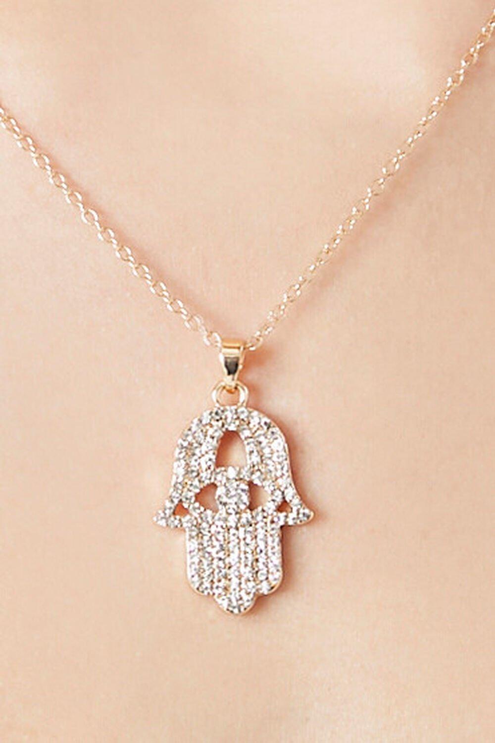 Rhinestone Hamsa Hand Necklace | Forever 21 Product Image