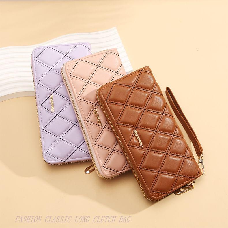 Quilted Faux Leather Long Wallet Product Image