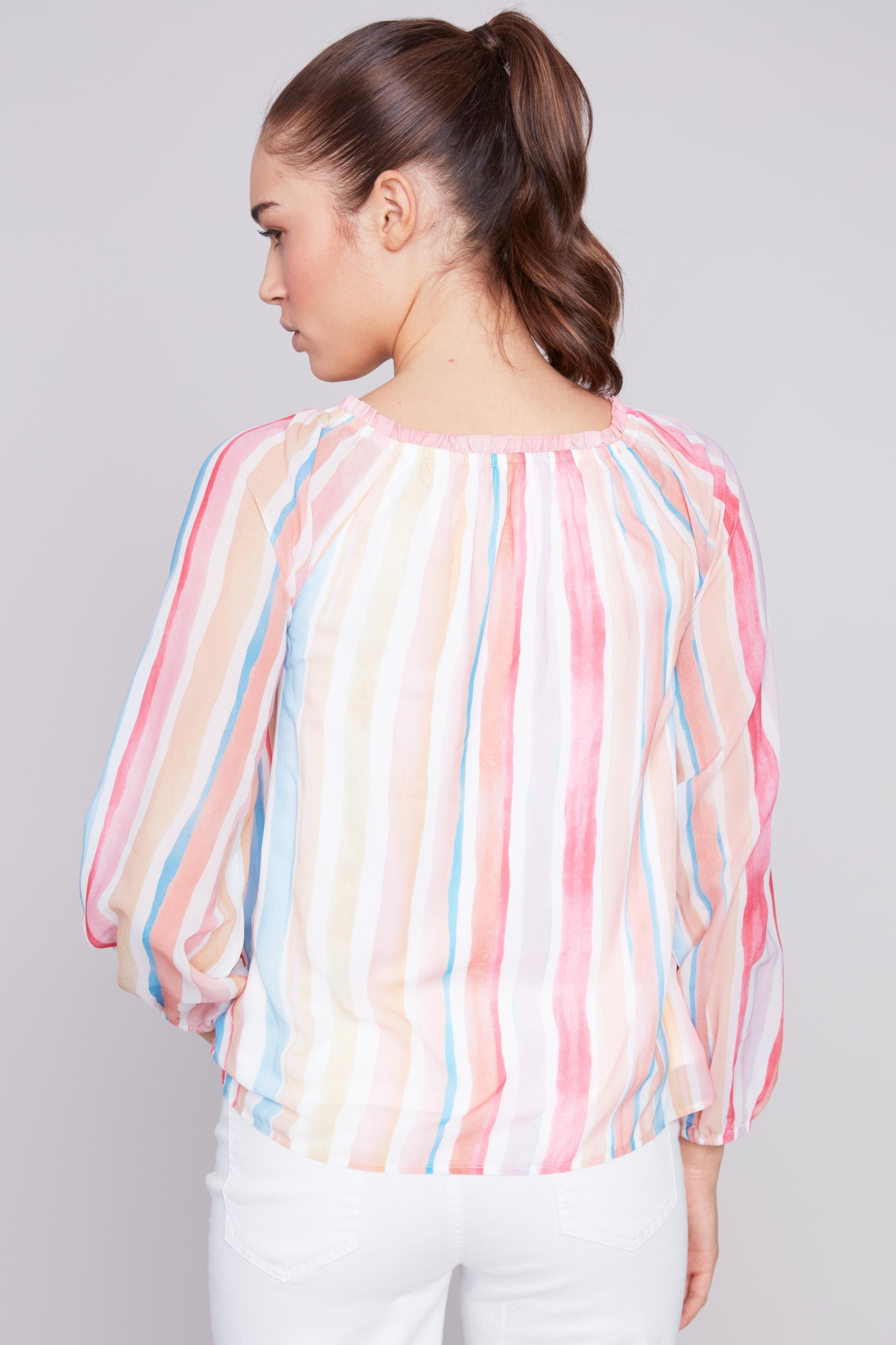 Candy Stripe Chiffon Blouse Product Image