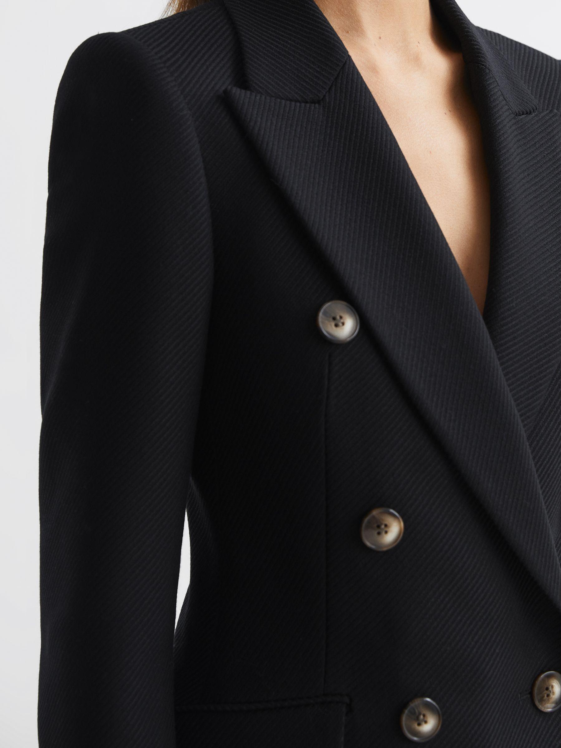 Double Breasted Twill Blazer in Black Product Image
