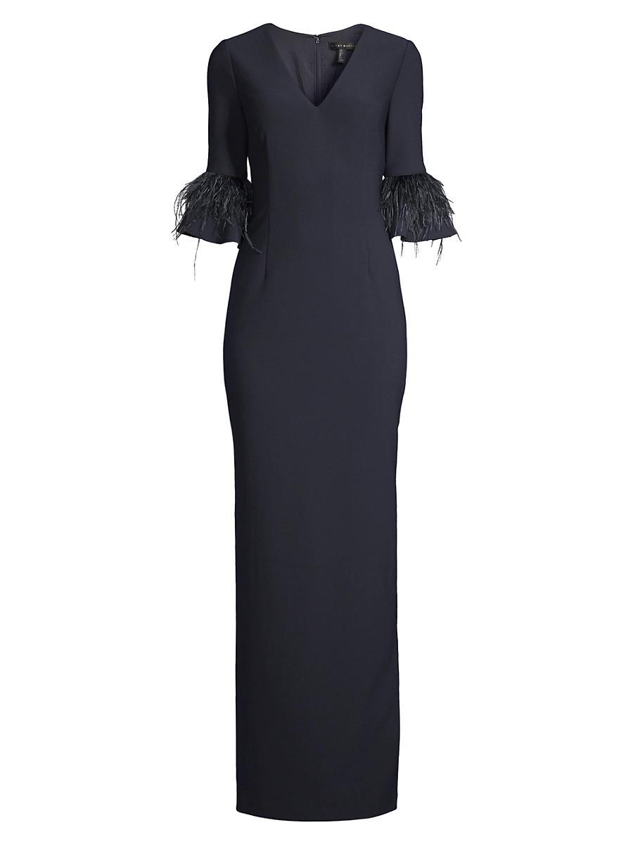 Womens Feather-Trim Column Gown Product Image
